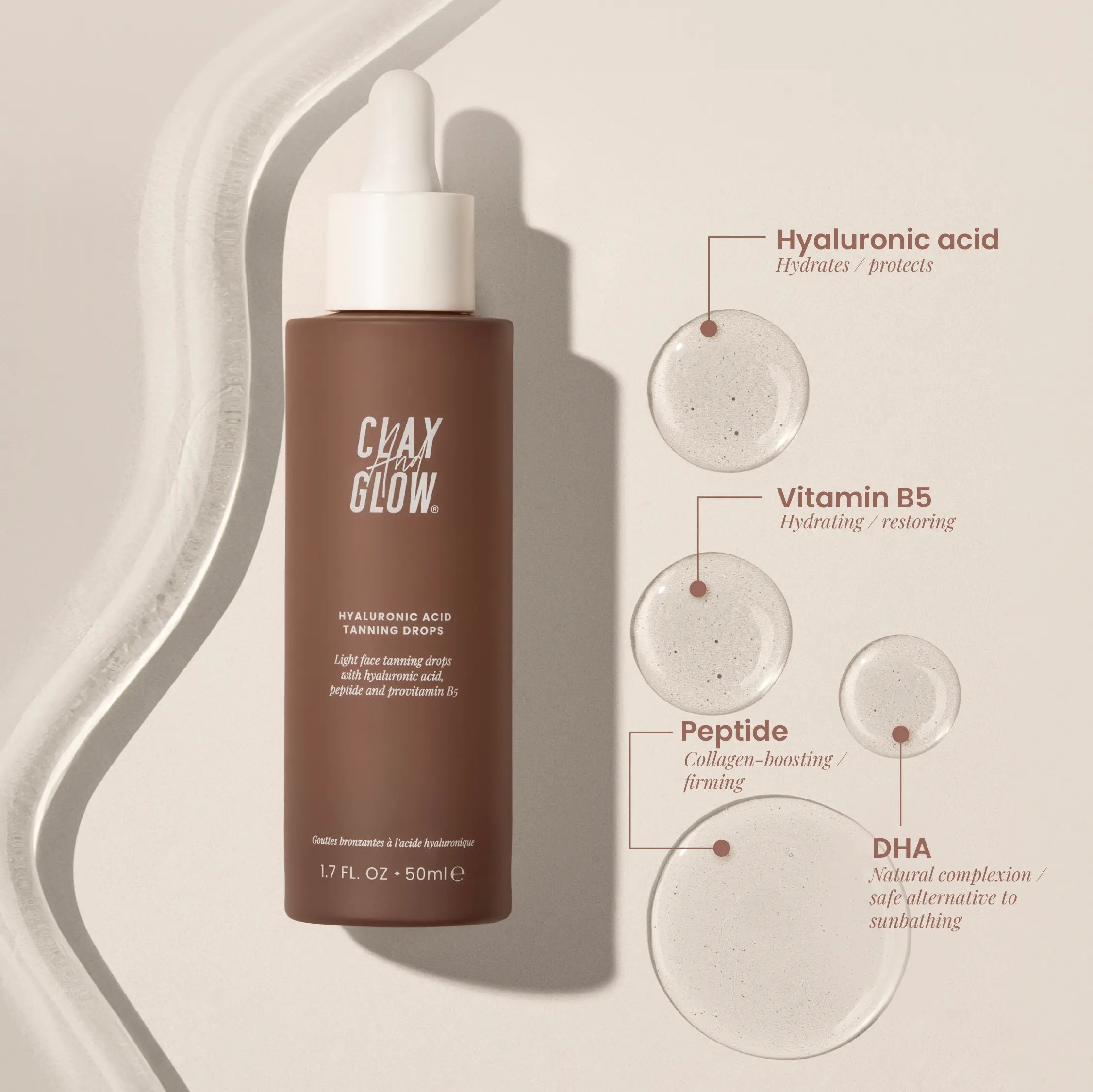 Hyaluronic acid tanning drops